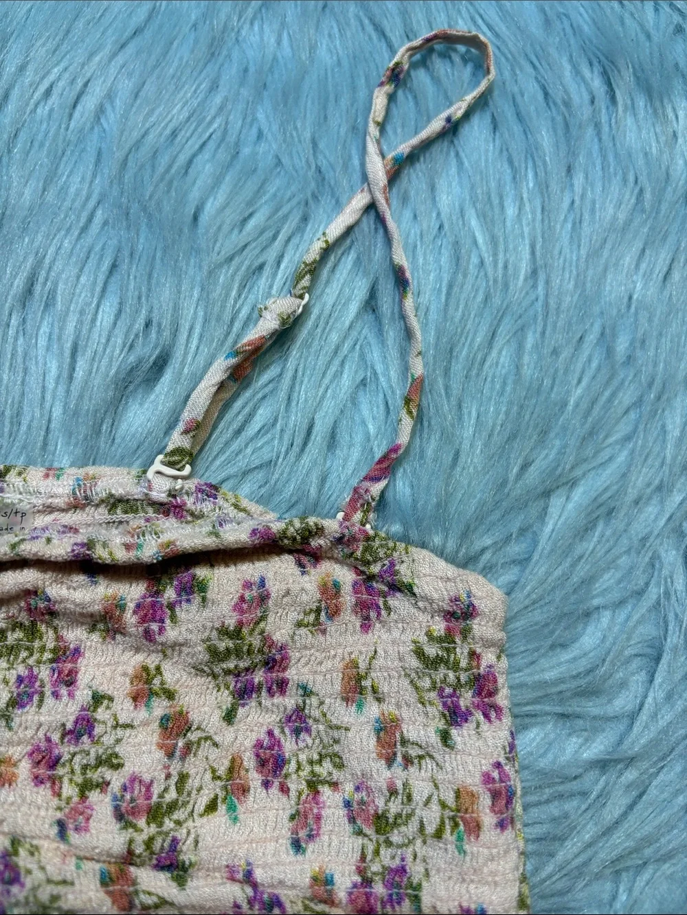 Free People One Floral Smocked Crop Tank sz XS
